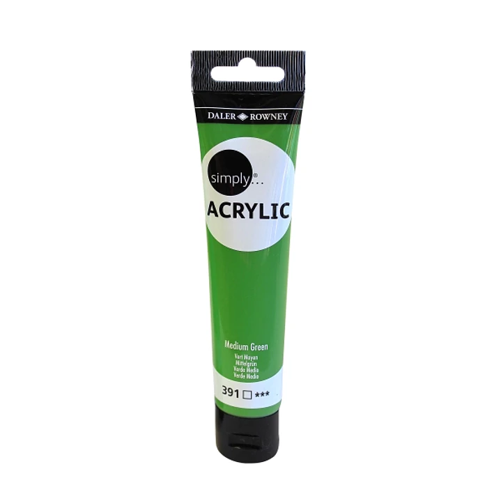 Daler Rowney Simply Pintura Acrilica - Tubo de Plastico - 75ml - Color Verde Medio 1