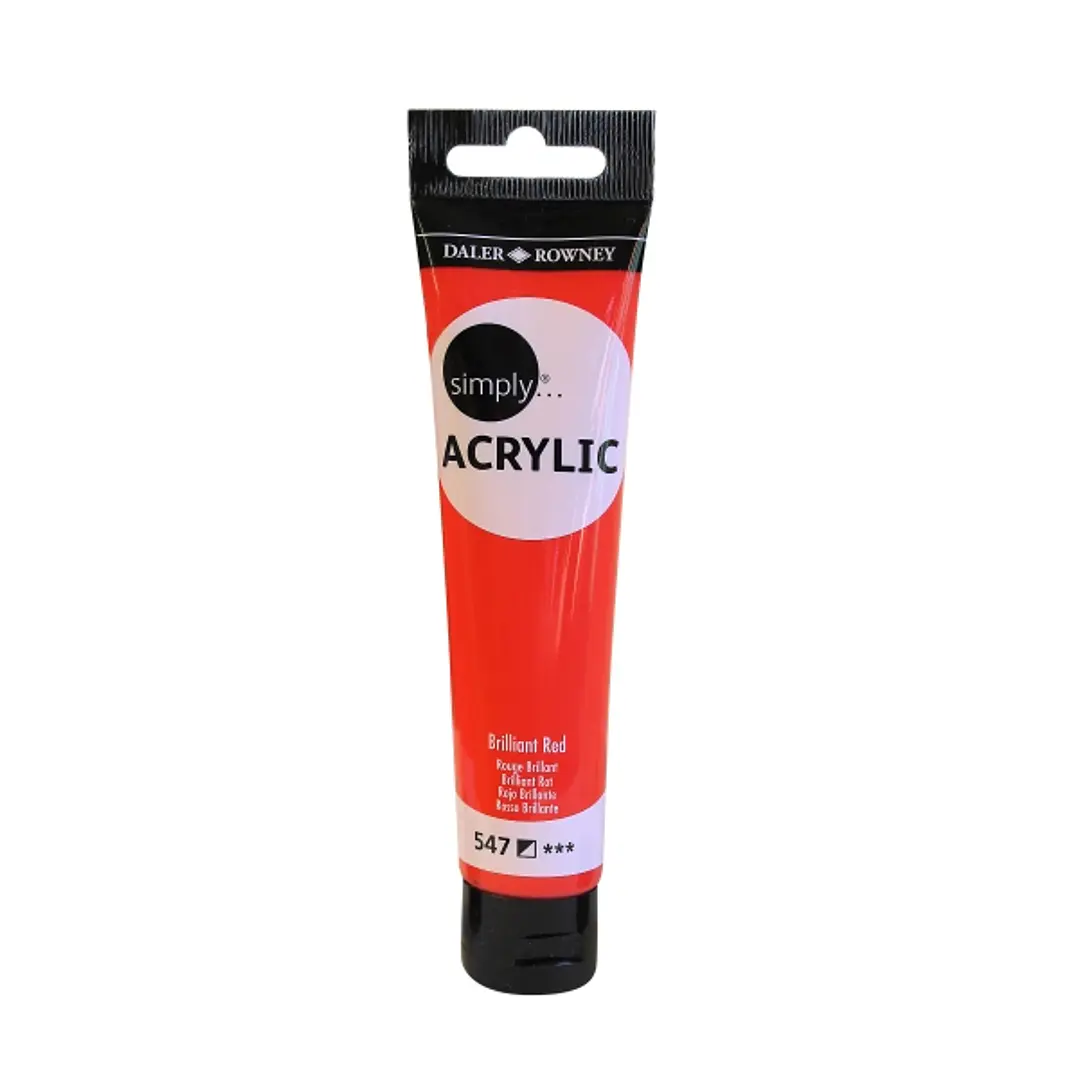 Daler Rowney Simply Pintura Acrilica - Tubo de Plastico - 75ml - Color Rojo Brillante 1