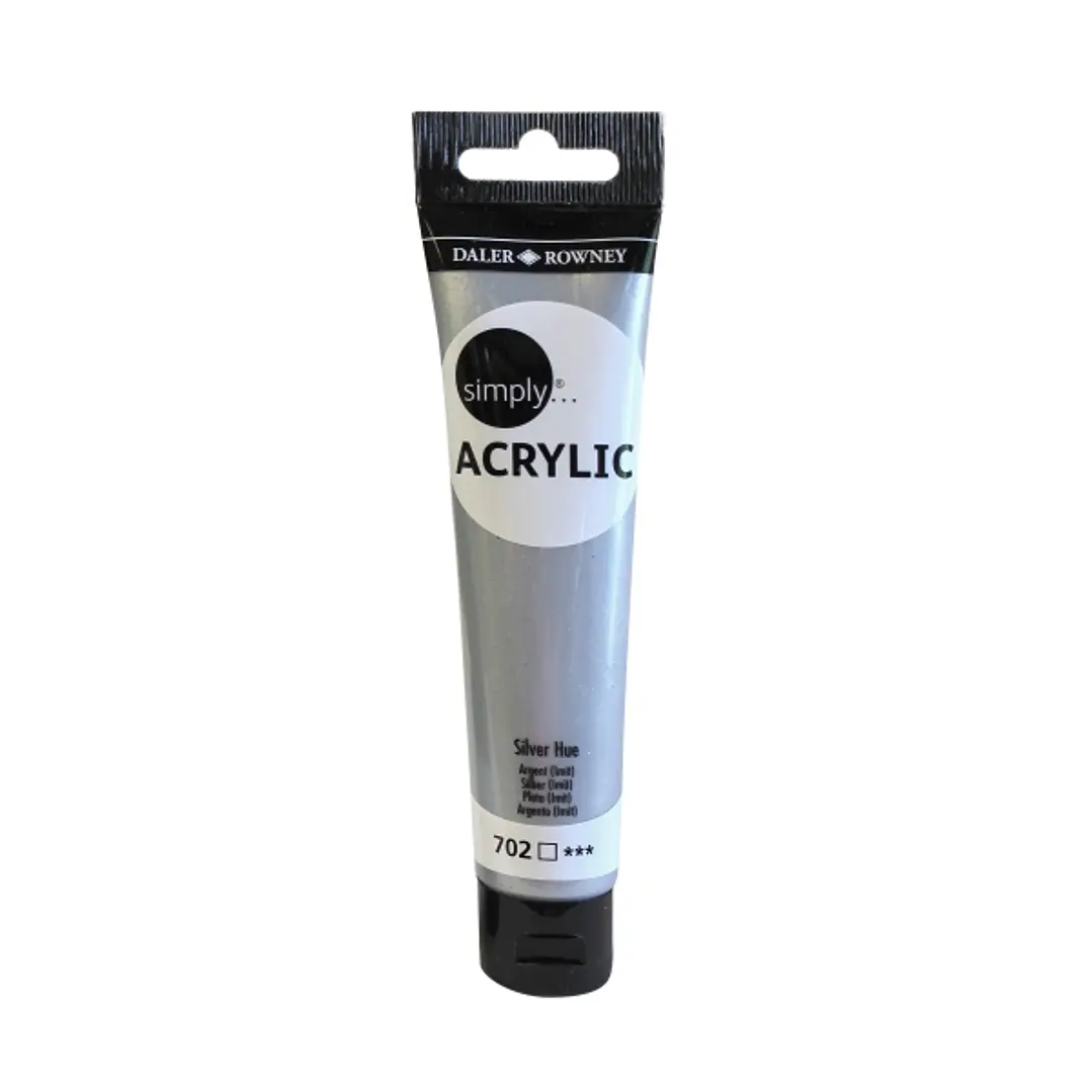 Daler Rowney Simply Pintura Acrilica - Tubo de Plastico - 75ml - Color Plata 1