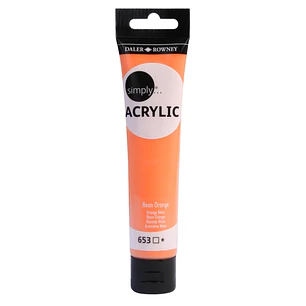 Daler Rowney Simply Pintura Acrilica - Tubo de Plastico - 75ml - Color Naranja Neon