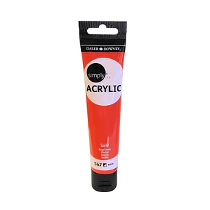Daler Rowney Simply Pintura Acrilica - Tubo de Plastico - 75ml - Color Escarlata