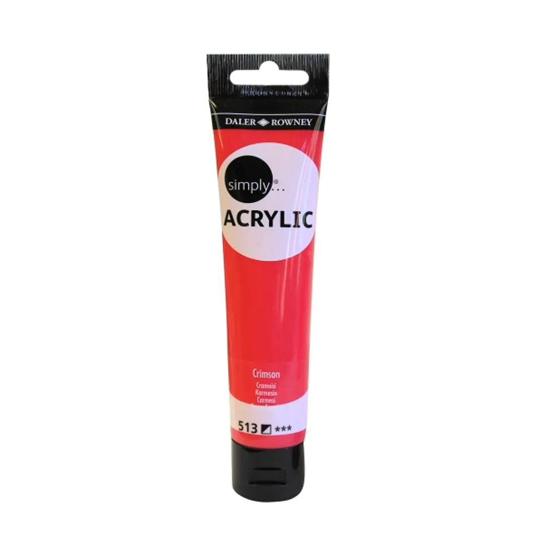 Daler Rowney Simply Pintura Acrilica - Tubo de Plastico - 75ml - Color Carmesi 1