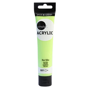 Daler Rowney Simply Pintura Acrilica - Tubo de Plastico - 75ml - Color Amarillo Neon