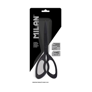 Milan Shadow Tijeras de Oficina de 20cm - Mango Ergonomico - Hoja de Acero Inoxidable - Color Negro
