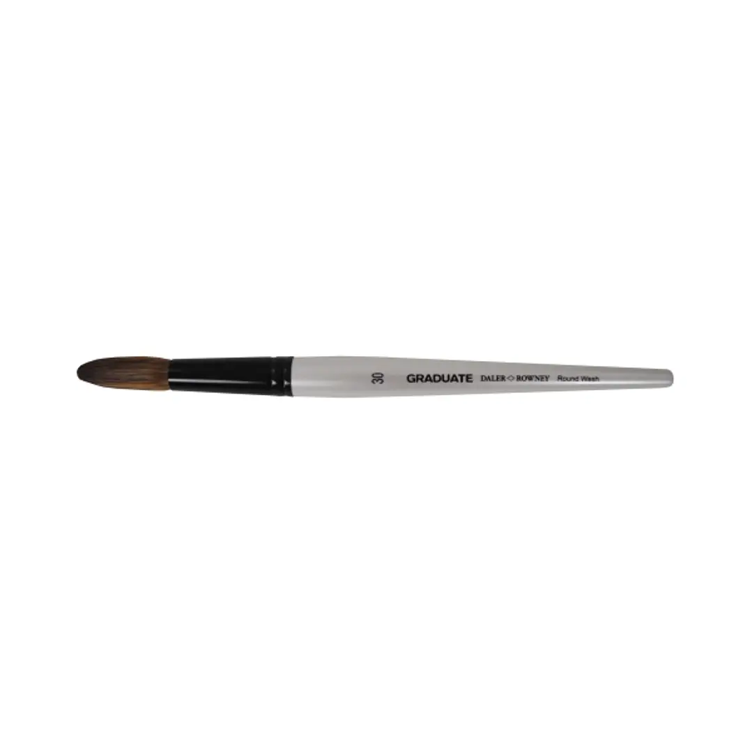 Daler Rowney Graduate Pincel Acuarela - Mezcla de Pelo de Pony y Sintetico - Mango Corto - Redondo Lavis Nº30 1
