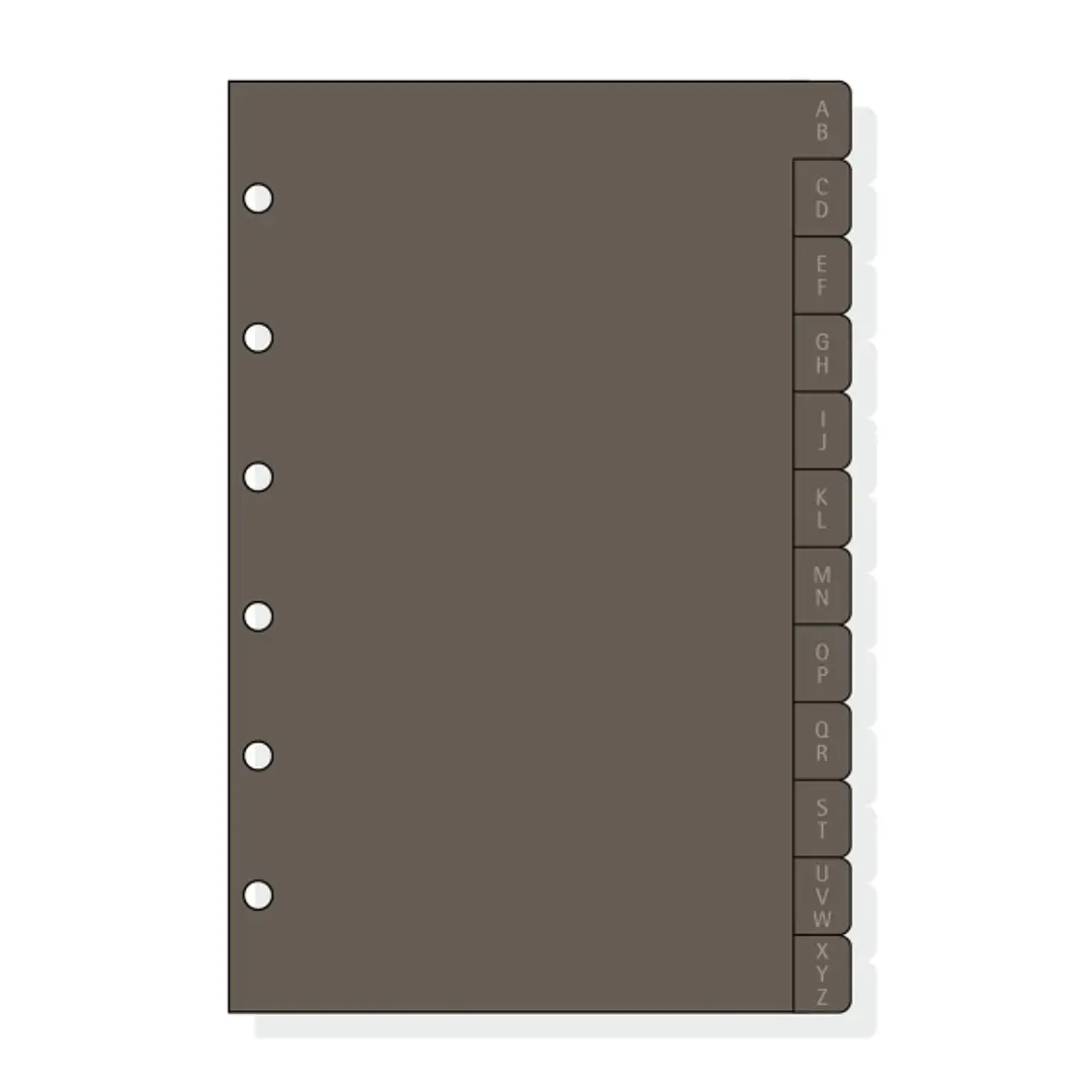Finocam C361 Indice Alfabetico para Agendas Classic - 12 Solapas - Formato 603 - 86x127x3mm - PVC - Color Marron 1