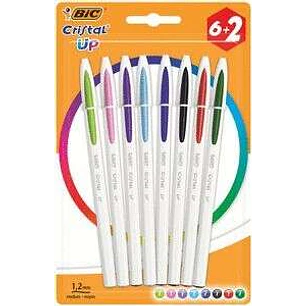 Bic Cristal Up Pack de 8 Boligrafos de Bola - Punta Redonda de 1.2mm - Trazo 0.6mm - Tinta con Base de Aceite - Cuerpo Blanco - Colores Surtidos