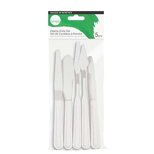 Daler Rowney Simply Pack de 5 Espatulas de Plastico - Diferentes Formas - Plastico Duradero - Color Blanco