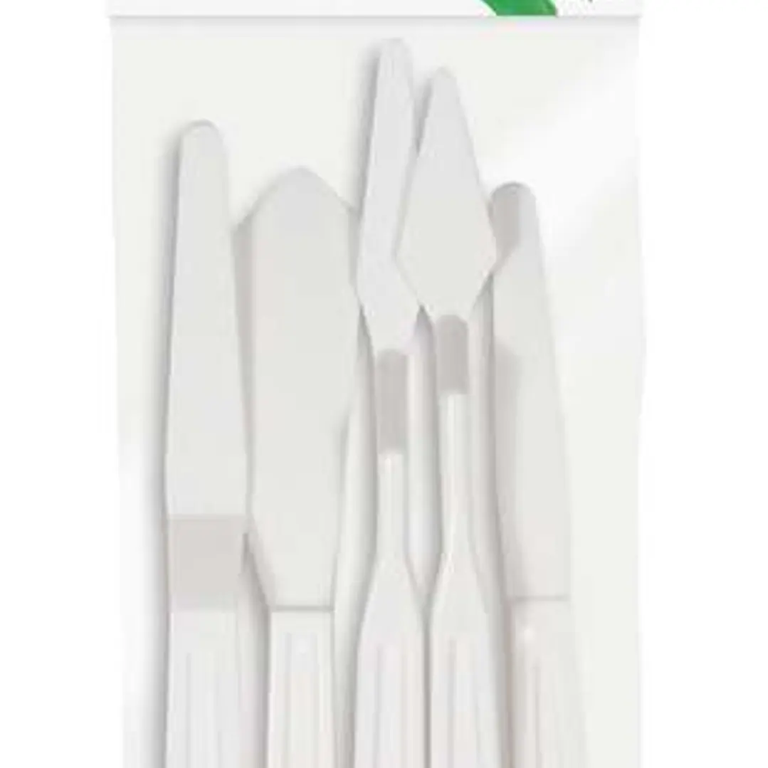 Daler Rowney Simply Pack de 5 Espatulas de Plastico - Diferentes Formas - Plastico Duradero - Color Blanco 1