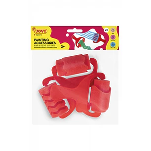Jovi Bolsa Colgable con 3 Rodillos Espuma Grandes Estampados Diversos - Mango Resistente - Ideal para Tempera, Pintura de Dedos y Acrilica - Facil Lim