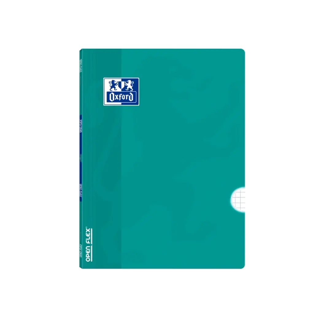 Oxford Libreta Grapada - Formato A5+ - 48 Hojas - Cuadricula 4x4mm con Margen - Tapa de Plastico - Anti Traspaso de Tinta - Color Aguamarina 1