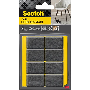 Scotch Pack de 8 Almohadillas de Fieltro Adhesivas - Ultra Resistentes - 35x24mm - Paquete de 8 - Color Blanco/Gris