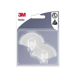 3M Pack de 2 Ganchos Adhesivos con Forma de Abanico - Soporta hasta 0.3kg - Color Blanco