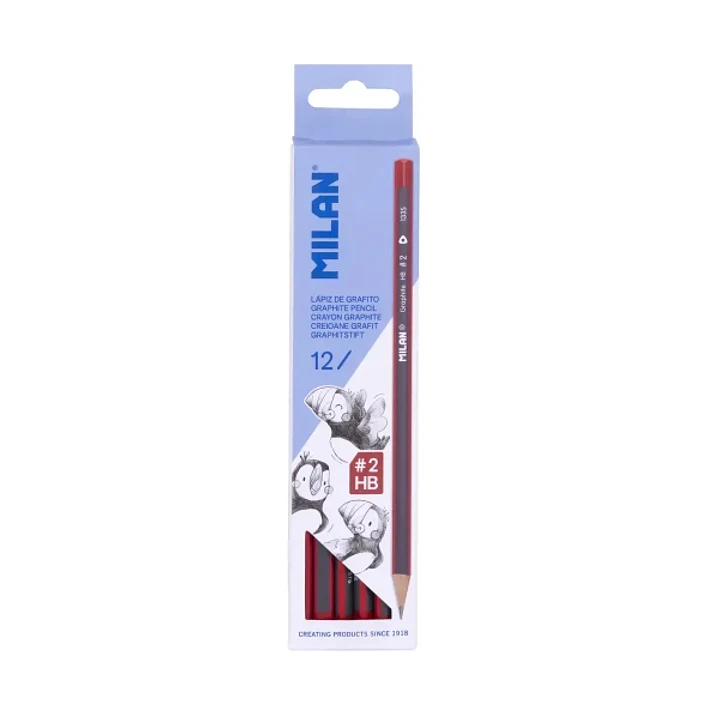 Milan Pack de 12 Lapices de Grafito Triangulares - Mina HB #2 de 2mm - Resistente a la Rotura - Para Escritura y Dibujo 1