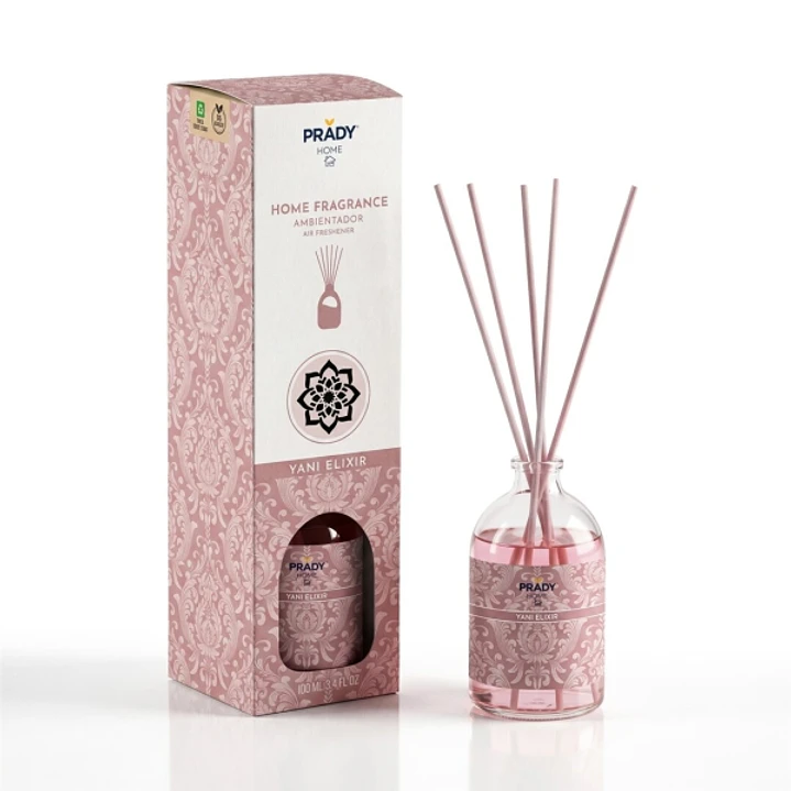 Prady Ambientador Mikado Yani Elixir - Frasco de Cristal 100ml y Varitas Difusoras 1