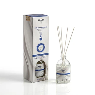 Prady Ambientador Mikado Crema Azul - Frasco de Cristal 100ml y Varitas Difusoras