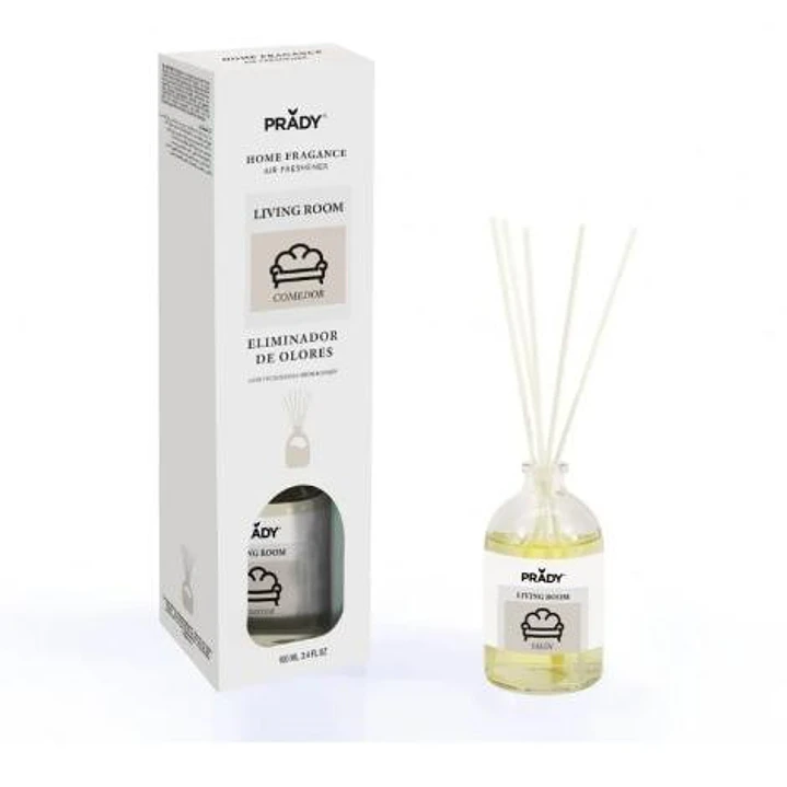 Prady Ambientador Mikado Neutralizador de Olores Para Comedor - Frasco de Cristal 100 ml y Varitas Difusoras 1