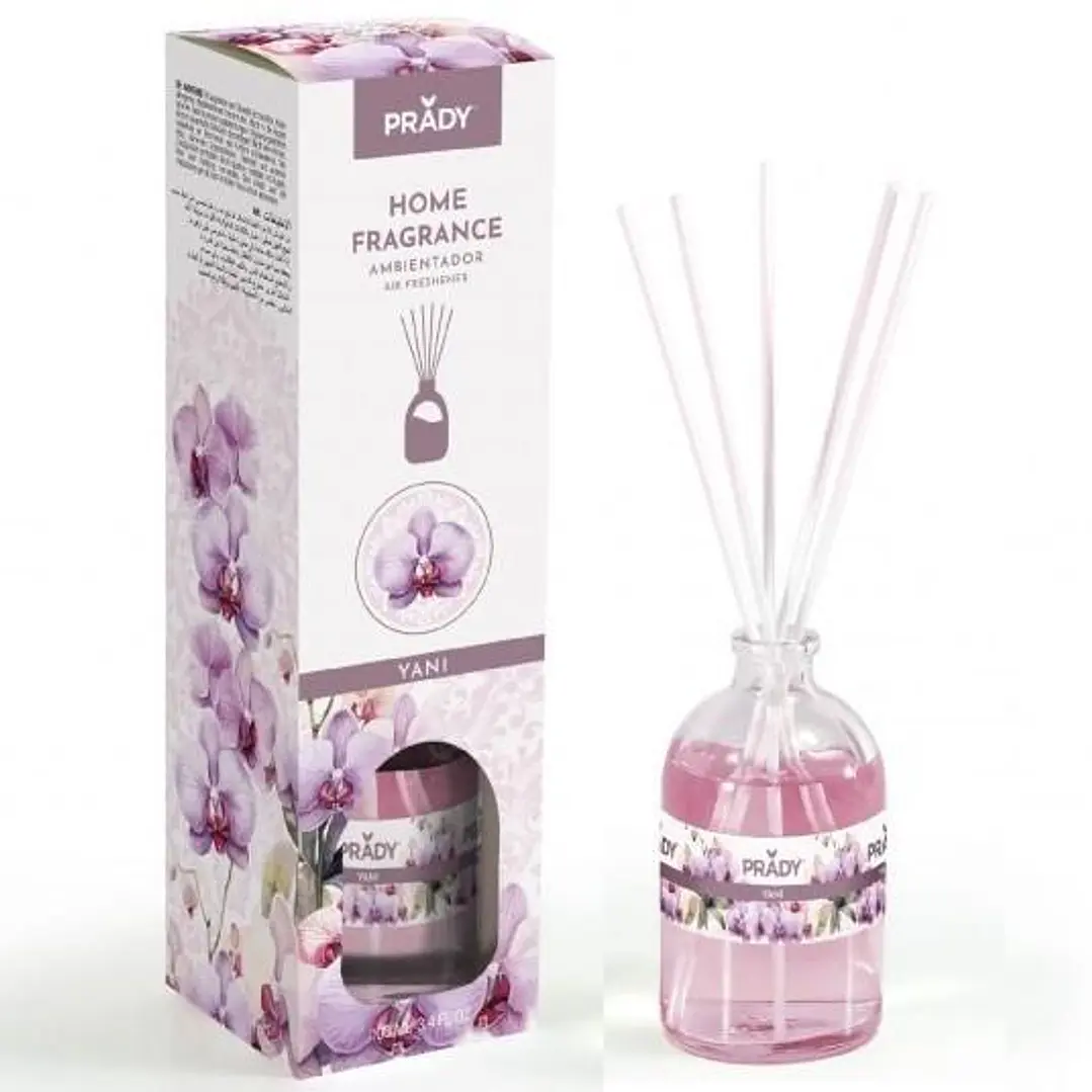 Prady Ambientador Mikado Yani - Frasco de Cristal 100 ml y Varitas Difusoras 1