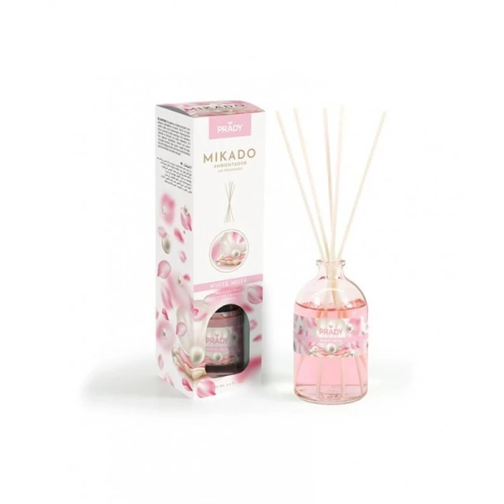 Prady Ambientador Mikado White Musk - Frasco de Cristal 100 ml y Varitas Difusoras 1