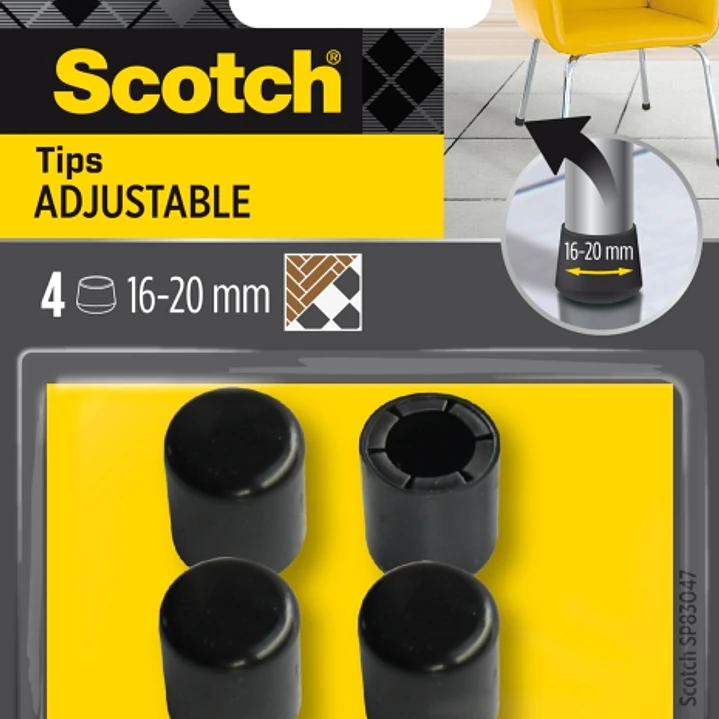 Scotch Pack de 4 Conteras Ajustables - Diametro de 16-20mm - Color Negro 1