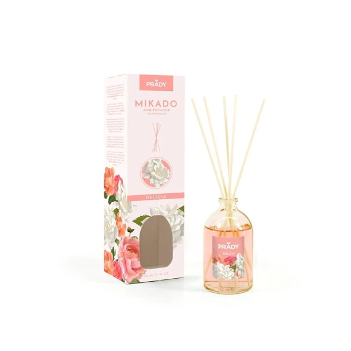 Prady Ambientador Mikado Delicia - Frasco de Cristal 100 ml y Varitas Difusoras 1