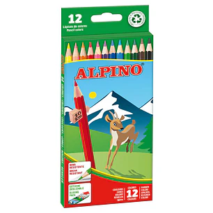 Alpino Pack de 12 Lapices de Colores Hexagonales - Mina de 3mm - Resistente a la Rotura - Bandeja Extraible - Colores Surtidos