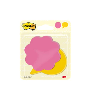 Post-It Pack de 2 Blocs de 30 Notas Forma Troquelada Flor - 72.5x72.5mm - 100% PEFC - Colores Surtidos