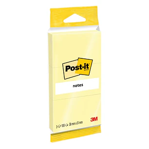 Post-It Pack de 3 Blocs de 100 Notas Adhesivas Reposicionables - 38x51mm - 100% PEFC - Color Amarillo Claro