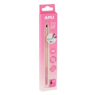 Apli Infinite Pencil Nordik Pack de Lapiz Infinito HB + Mina de Recambio + Tapon Protector - Para Escribir hasta 16km - Color Rosa
