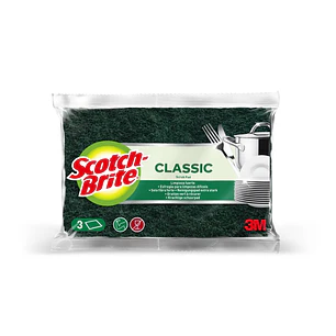 Scotch-Brite Classic Pack de 3 Estropajos de Cocina - Color Verde Oscuro