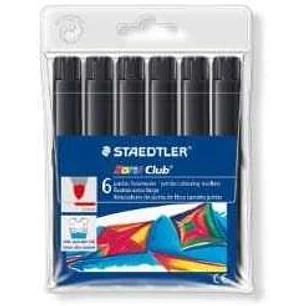 Staedtler Noris Watercolour 340 Pack de 6 Rotuladores de Gran Tamaño - Trazo 3mm Aprox - Lavable Facilmente - Tinta Base de Agua - Color Negro