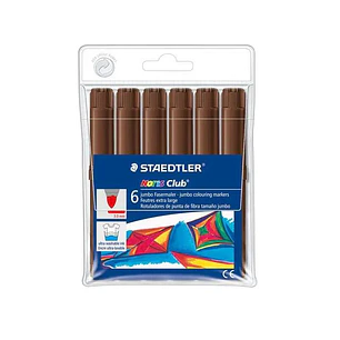 Staedtler Noris Watercolour 340 Pack de 6 Rotuladores de Gran Tamaño - Trazo 3mm Aprox - Lavable Facilmente - Tinta Base de Agua - Color Marron