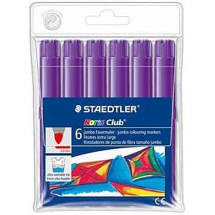 Staedtler Noris Watercolour 340 Pack de 6 Rotuladores de Gran Tamaño - Trazo 3mm Aprox - Lavable Facilmente - Tinta Base de Agua - Color Violeta