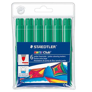 Staedtler Noris Watercolour 340 Pack de 6 Rotuladores de Gran Tamaño - Trazo 3mm Aprox - Lavable Facilmente - Tinta Base de Agua - Color Verde