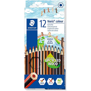 Staedtler Noris Colour 185 People of the World Pack de 12 Lapices Hexagonales de Colores - Fabricados en Wopex - Muy Resistentes - Inspirados en los D