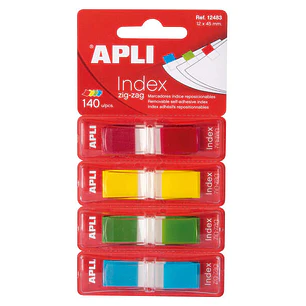 Apli Indices Adhesivos Film Zigzag 45x12mm 4 Dispensadores de 35 Indices de 4 Colores - Faciles de Aplicar - Adhesivo de Calidad - Diseño Zigzag - Org