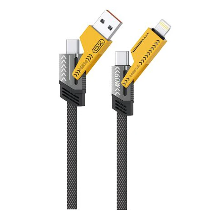 XO NB283 Cable USB 4 en 1 Multifuncion - 60W - 1 Metro - RGB - Color Negro 1