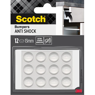 Scotch Pack de 12 Topes Adhesivos para Muebles - Antichoque - Diametro de 13mm - Color Transparente