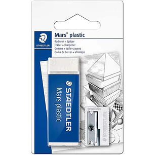 Staedtler Pack de 1 Goma de Borrar Mars Plastic + 1 Sacapuntas de Metal 510