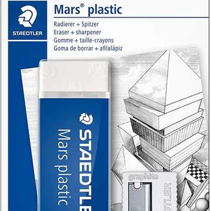 Staedtler Pack de 1 Goma de Borrar Mars Plastic + 1 Sacapuntas de Metal 510 1