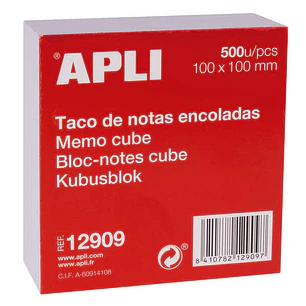 Apli Taco de Notas 100x100 - 500 Hojas - Adhesivo - Blanco