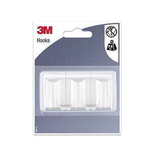 3M Gancho Adhesivo Rectangular - Formato L - Soporta hasta 0.6kg - Color Blanco