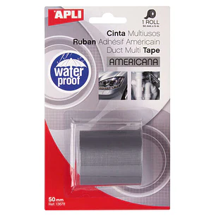 Apli Cinta Americana Multiusos 50mm x 5m - Resistente al Agua y a la Intemperie - Adhesivo Fuerte y Duradero - Color Gris