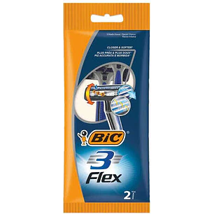 Bic Flex 3 Pack de 2 Maquinillas de Afeitar Desechables de 3 Hojas - Cabezal Pivotante - Tira Lubricante con Aloe Vera