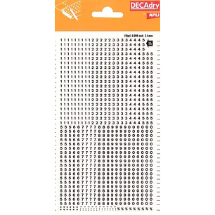 Apli Numeros Transferibles - 2.5mm - Facil Aplicacion - Negros Intensos - 952 Caracteres - Negro