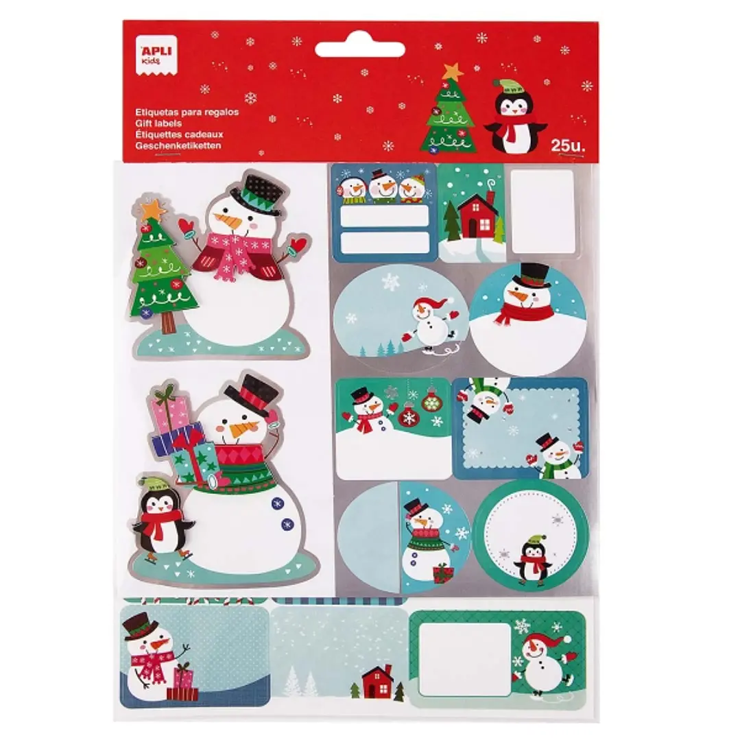 Apli Pack de 50 Etiquetas Adhesivas Navideñas para Regalos - Tamaños y Diseños Surtidos - Espacio para Escribir 1