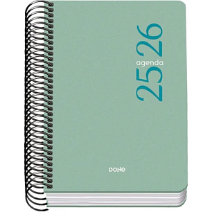 Dohe Esencial Agenda Escolar 25/26 Espiral A6 - Dia Pagina - Papel 70g/m2 - Cubierta en Polipropileno - Color Verde