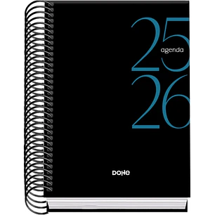 Dohe System Agenda Escolar 25/26 Espiral A6 - Dia Pagina - Papel 70g/m2 - Cubierta de Carton Plastificado - Color Negro