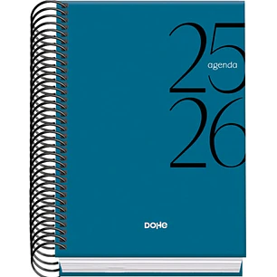 Dohe System Agenda Escolar 25/26 Espiral A6 - Dia Pagina - Papel 70g/m2 - Cubierta de Carton Plastificado - Color Azul