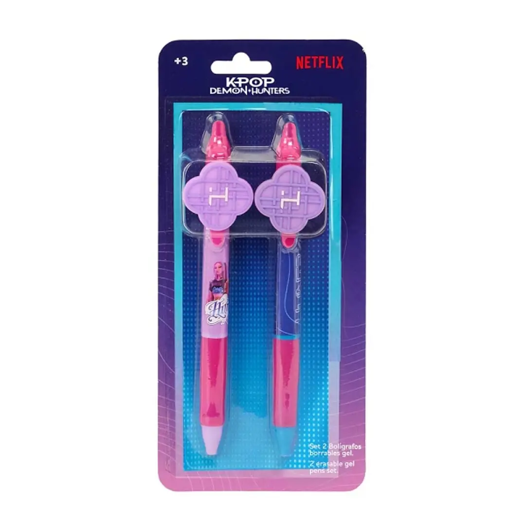 Safta K-Pop Demon Hunters Pack de 2 Boligrafos Borrables - Presentado en Blister - Tinta de Calidad - Ergonomicos - Multicolor 1